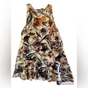 By Together Floral Velvet Mini Dress Boho Sleeveless Women’s Small High Neck